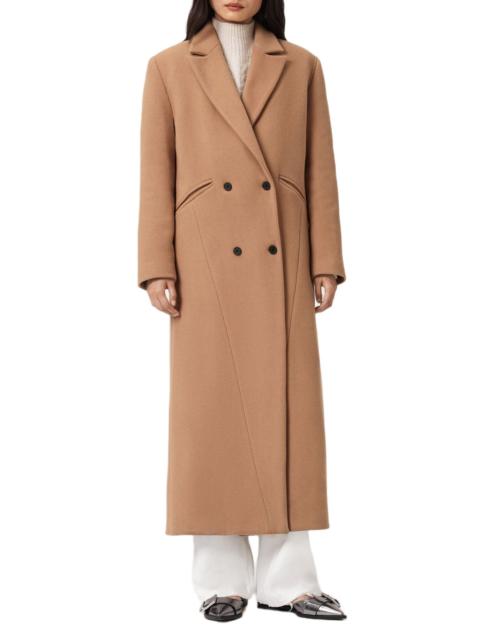 ALLSAINTS AllSaints Nellie Double Breasted Wool Blend Coat in Rattan Brown at Nordstrom