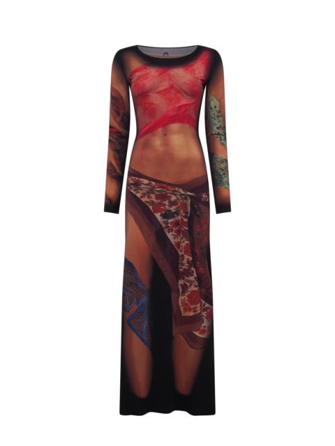 Marine Serre Recycled Draped Statue Jersey Long Dress