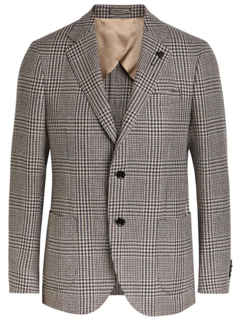 LARDINI Lardini Houndstooth Wool and Silk-blend Blazer