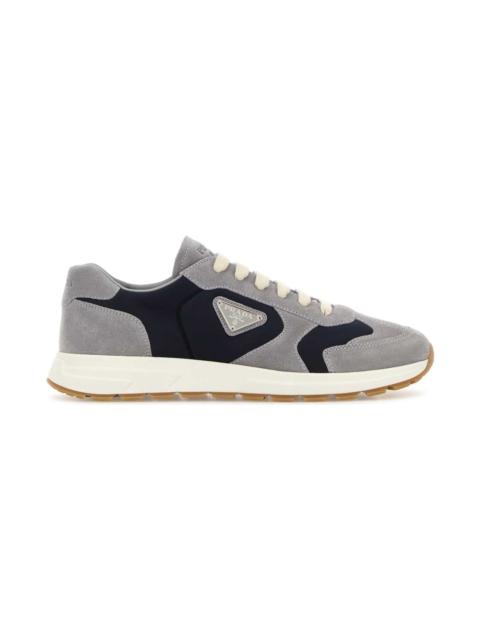 Prada Two-tone Suede And Re-nylon Prax Sneakers