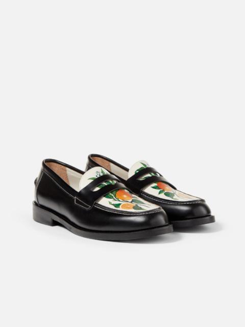 DUKE + DEXTER Wilde Hand-Painted Orange Penny Loafer - Women's