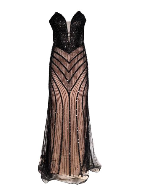 Other Designers Strapless Beaded Fitted Dress