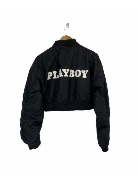 Other Designers Vintage Playboy Crop Top Bomber Jacket Logo Design