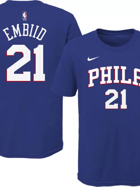 Nike Nike Youth Philadelphia 76ers Joel Embiid #21 Blue Cotton T-Shirt