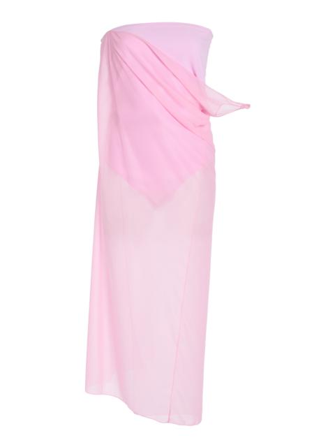 courrèges Single-Sleeve Glass Jersey Dress light pink