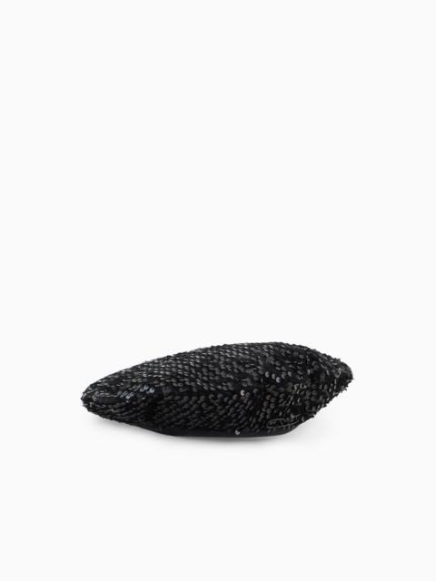 EMPORIO ARMANI CHENILLE BERET WITH ALL-OVER SEQUINS
