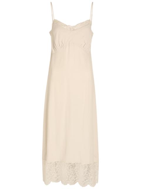 Simone Rocha Simone Rocha Lace-trimmed Crepe-de-chine Midi Dress