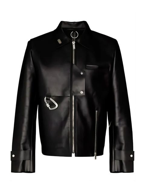 HELIOT EMIL SS20 Zip-Up Leather Jacket with Carabiner