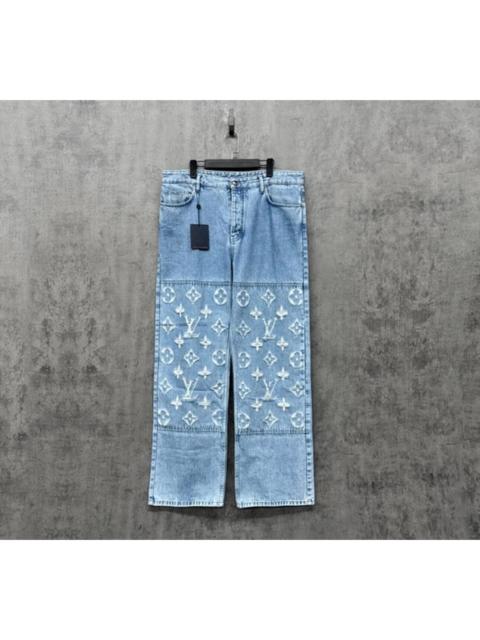 Louis Vuitton Louis Vuitton 25 distressed embroidered logo jeans