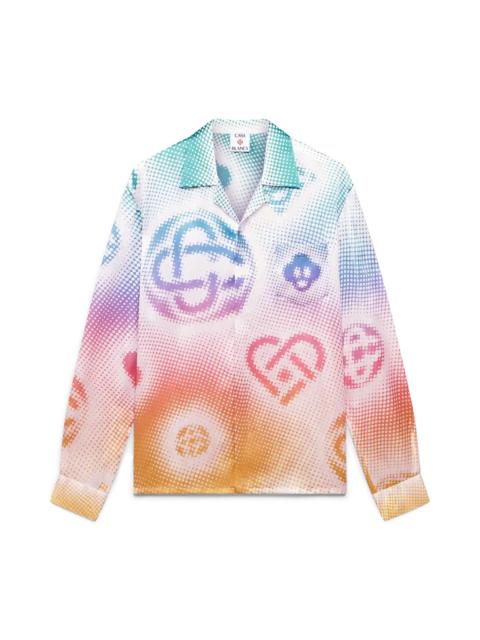 CASABLANCA Halftone Logo Long Sleeve Silk Shirt