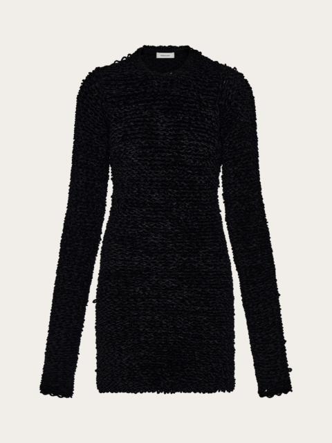 FERRAGAMO Astrakhan effect short dress