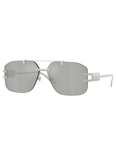 VERSACE Versace Clear Mirror Silver 80 Square Men's Sunglasses VE2275 10008V 60