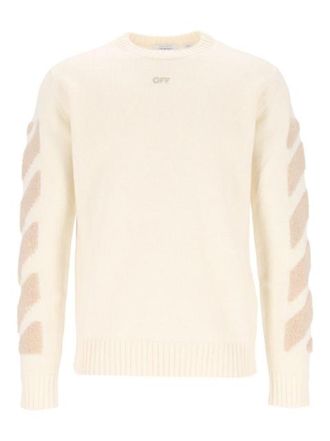 Off-White Off-White Men Diagonals Fuzzy Knit Crewneck