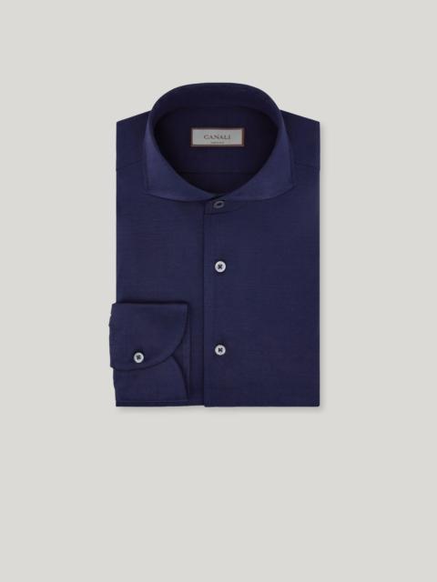 Canali REGULAR FIT SHIRT IN NAVY BLUE COTTON JERSEY