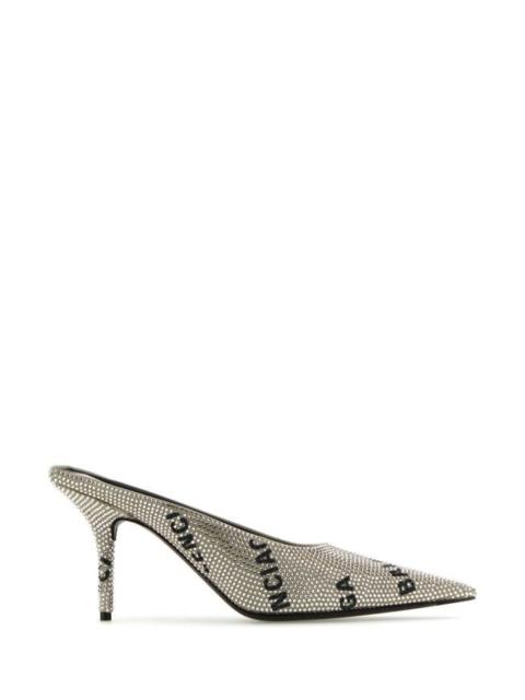 Balenciaga Woman Embellished Suede Square Knife Mules