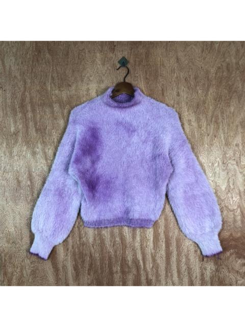 Other Designers Coloured Cable Knit Sweater - Purple Faded Acid Wash Faux Fur Shag Shaggy Mohair Knitwear