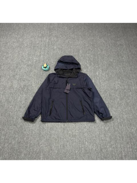 Prada Prada dark blue triangular steel logo nylon jacket