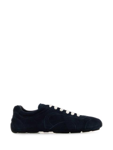 Prada Prada Women Dark Blue Suede Montecarlo Sneakers