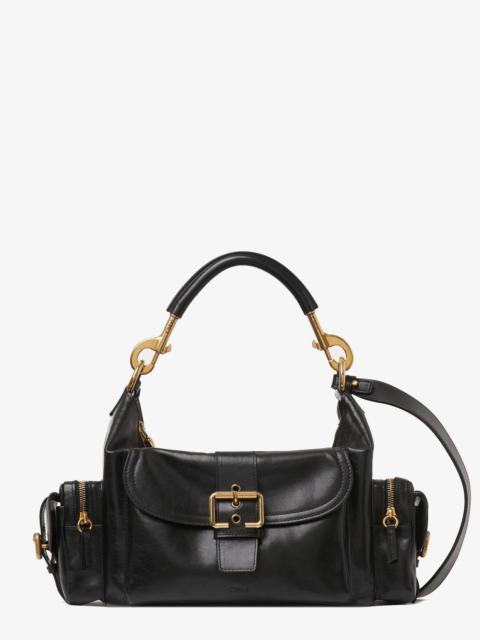 Chloé Chloe Carry Shiny Buffalo Leather Shoulder Bag Black