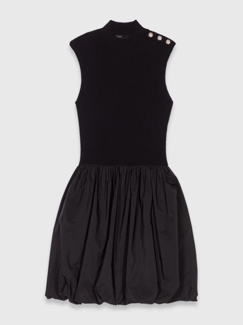 maje Mini ribbed knit and taffeta dress
