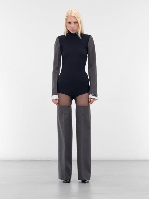 Jean Paul Gaultier Gray Bi-Material Suit Bodysuit
