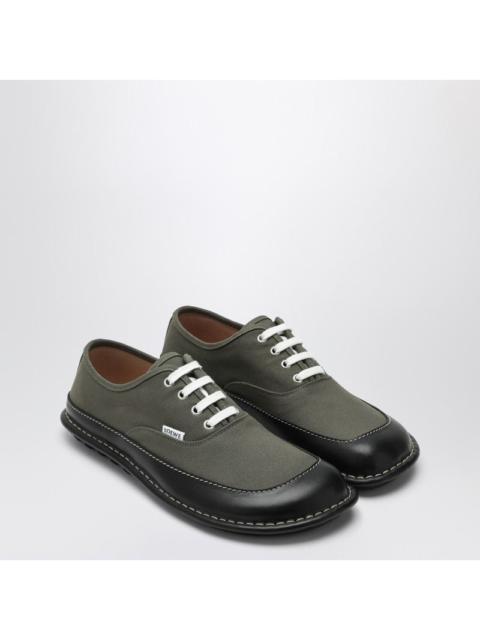Loewe Loewe Bay Lace-Up Shoes In Khaki Canvas And Leather Men