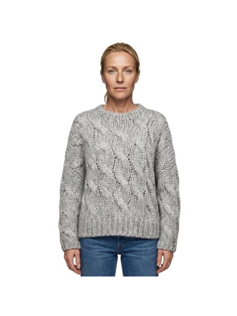 Brunello Cucinelli Brunello Cucinelli Light Grey Wool Cable Knit Sweater