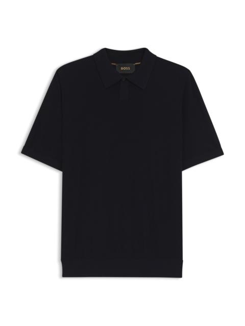BOSS KNIT POLO IN MERINO WOOL WITH NATURAL STRETCH