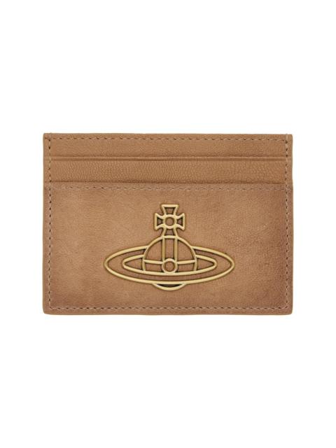 Vivienne Westwood Tan Oiled Leather Flat Card Holder