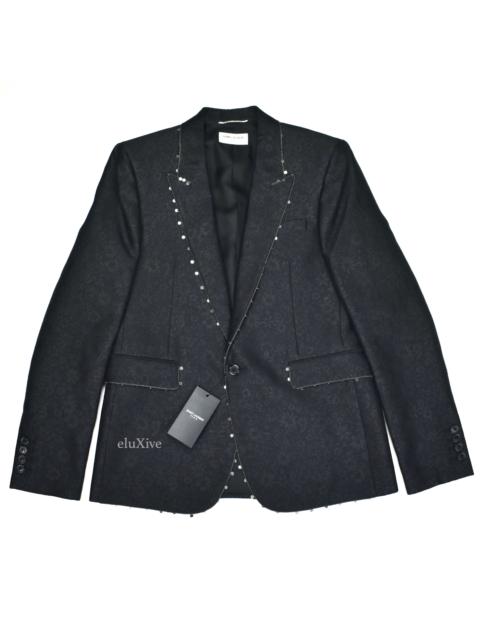 SAINT LAURENT $4000 Saint Laurent Black Jardin Noir Chain Runway Blazer