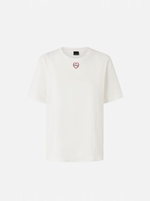 PINKO T-SHIRT WITH HEART EMBROIDERY