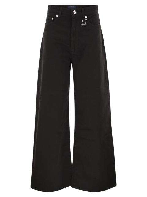 Sportmax Sportmax Women Spdsiamese - Wide-Leg Cotton Denim Jeans With Signature Metal Detail