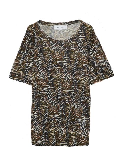 Other Designers Shay distressed zebra-print linen-jersey T-shirt