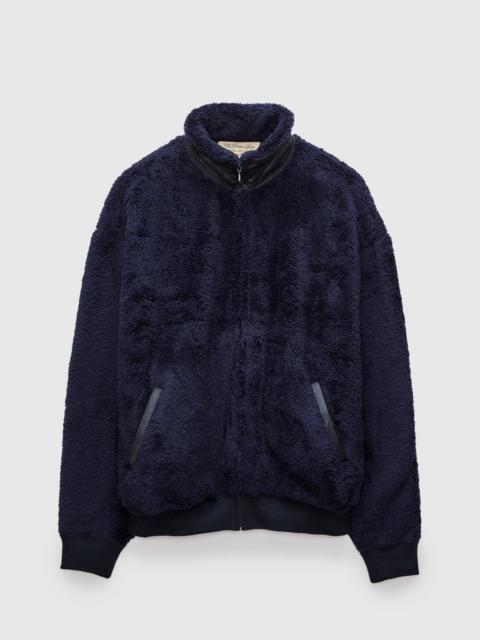 REMI RELIEF Shaggy Fleece Zip Jacket in Navy