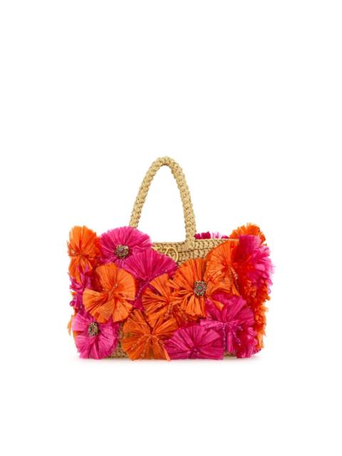 Valentino Valentino Garavani Embellished Raffia Vlogo Signature Handbag