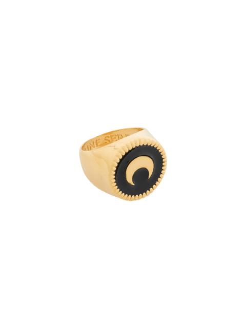 Marine Serre Enamel Gold Plated Button Signet Ring