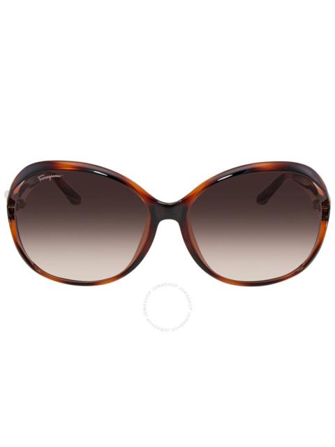 FERRAGAMO Salvatore Ferragamo Brown Gradient Oval Sunglasses SF770SA 214 61