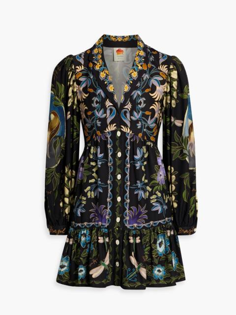 FARM RIO Printed twill mini dress