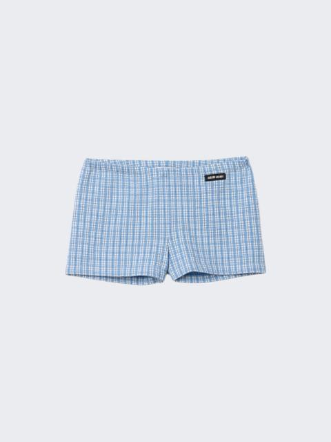 Miu Miu Cashmere And Silk Check Shorts Periwinkle