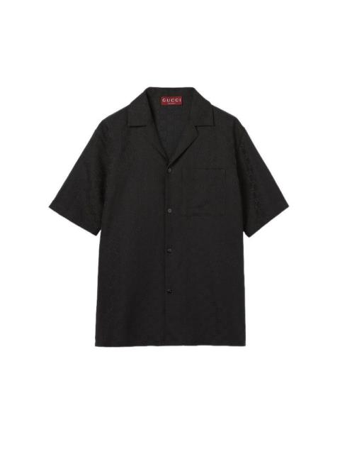 GUCCI GUCCI $1350 Black GG Linen Shirt New & Authentic (Men's size