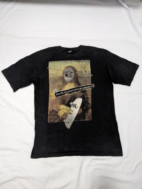 Other Designers Vintage - 90s Volcom Youth Against Establishment Monalisa Faded TShirt