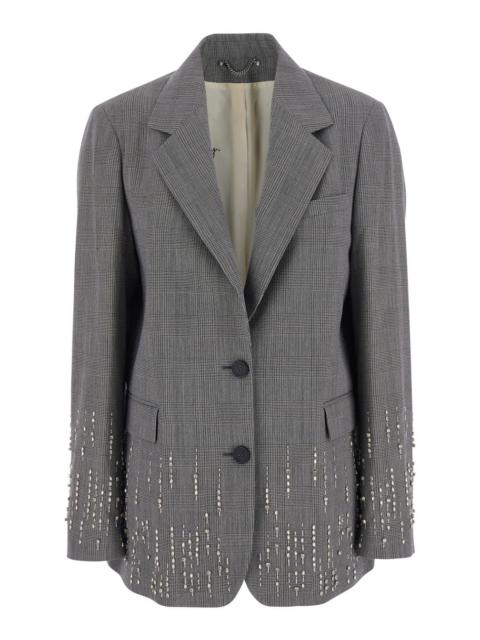 Golden Goose Golden Goose Women Grey Single-Breasted Jacket With Notched Revers And Check Motif All-Over In Virgi