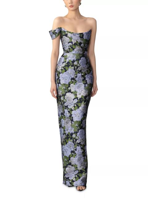 SAU LEE Jackson Jacquard Gown