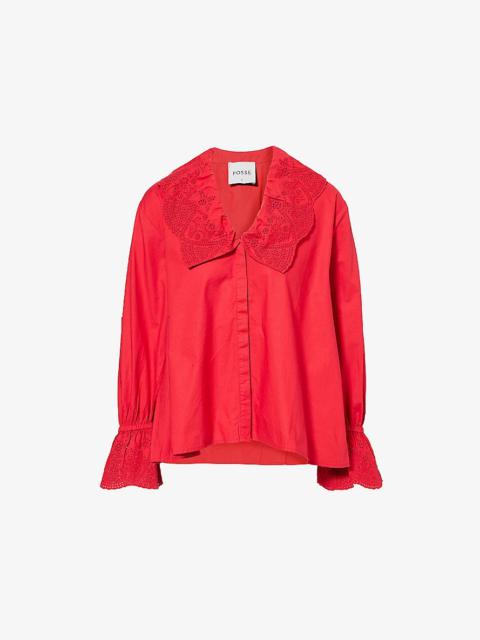 POSSE Beryl embroidered-collar cotton shirt
