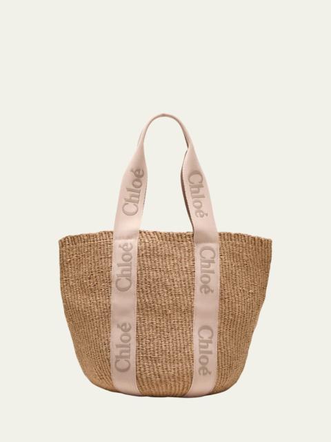 Chloé x Mifuko Woody Logo Embroidered Top-Handle Bag