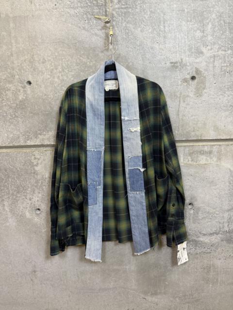 Greg Lauren $1000 Greg Lauren Green Plaid GL1 Kimono