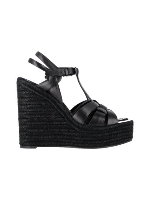 SAINT LAURENT Saint Laurent Women's Calfskin Leather Tribute Espadrille Wedge Sandal
(Authentic Pre-Loved)