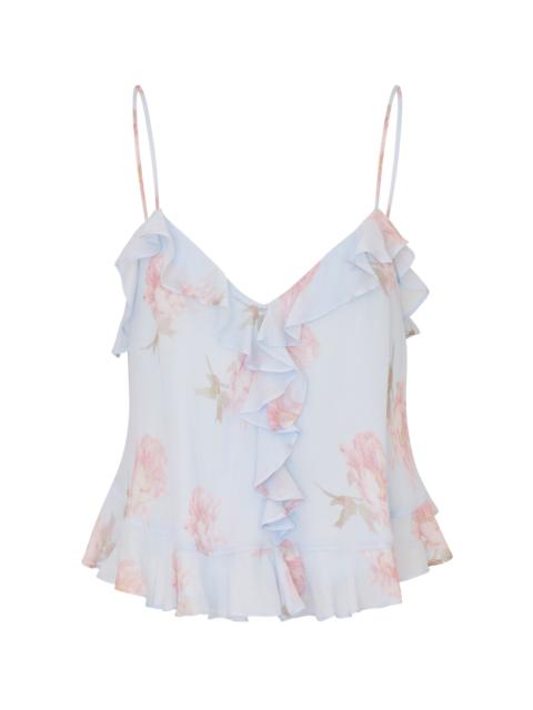 LoveShackFancy Tal Ruffled Tank Top light blue
