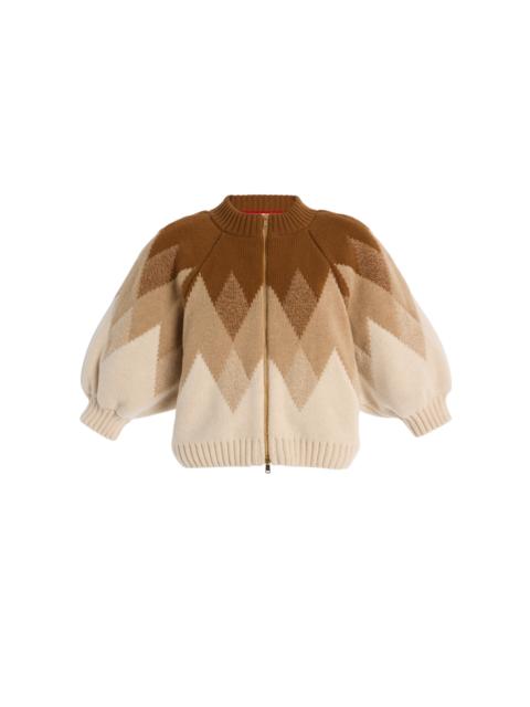 RÙADH The Innes Puff-Sleeve Jacquard Wool Top brown