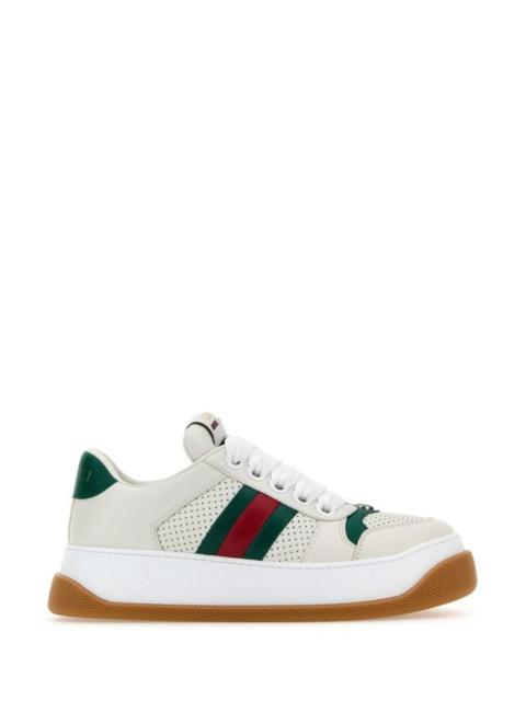 Gucci Woman White Leather Screener Sneakers